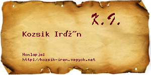 Kozsik Irén névjegykártya